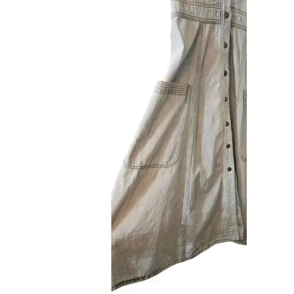 Happy X Nature Kate Hudson NWT Glide Light Wash Denim Midi Dress Size 2 Pockets - Picture 4 of 10